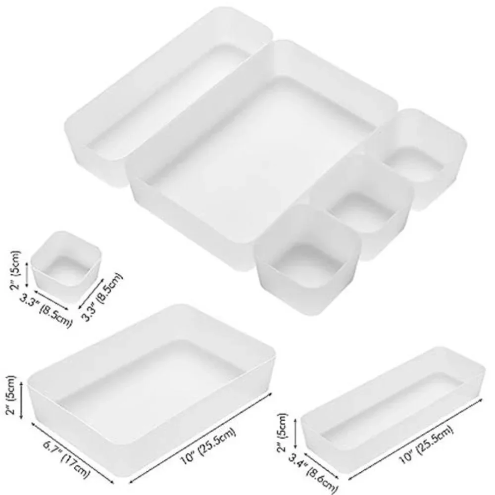 Drawer Organizer Trays Set 5 Pieces Plastic Storage Box Bedroom Kitchen Bathroom